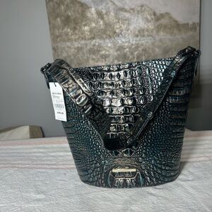 Brahmin Black Crocodile-Embossed Shoulder Bag